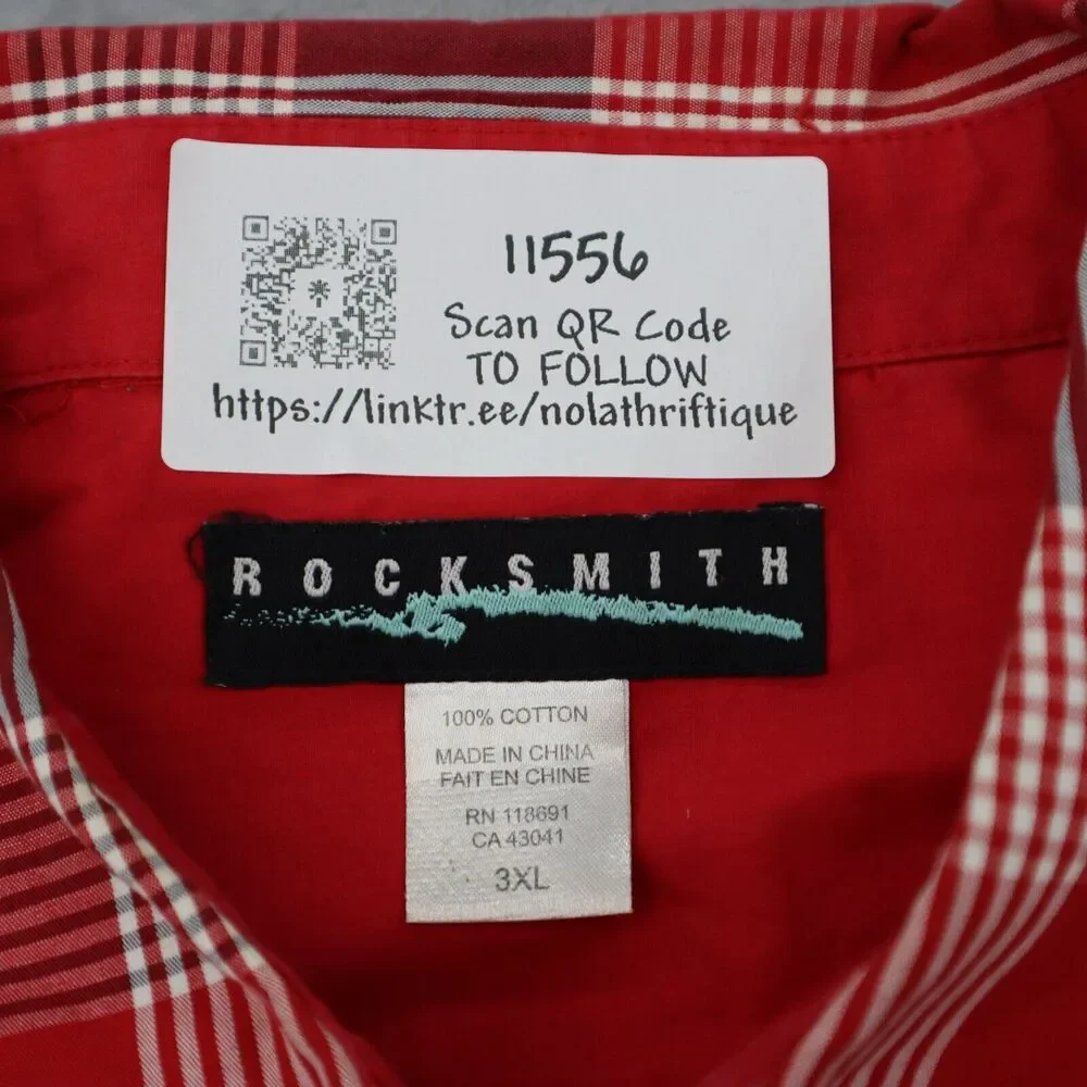 Rocksmith Shirt Men 3XL Red Black Plaid Long Sleeve Button Up Collared Color Blk
